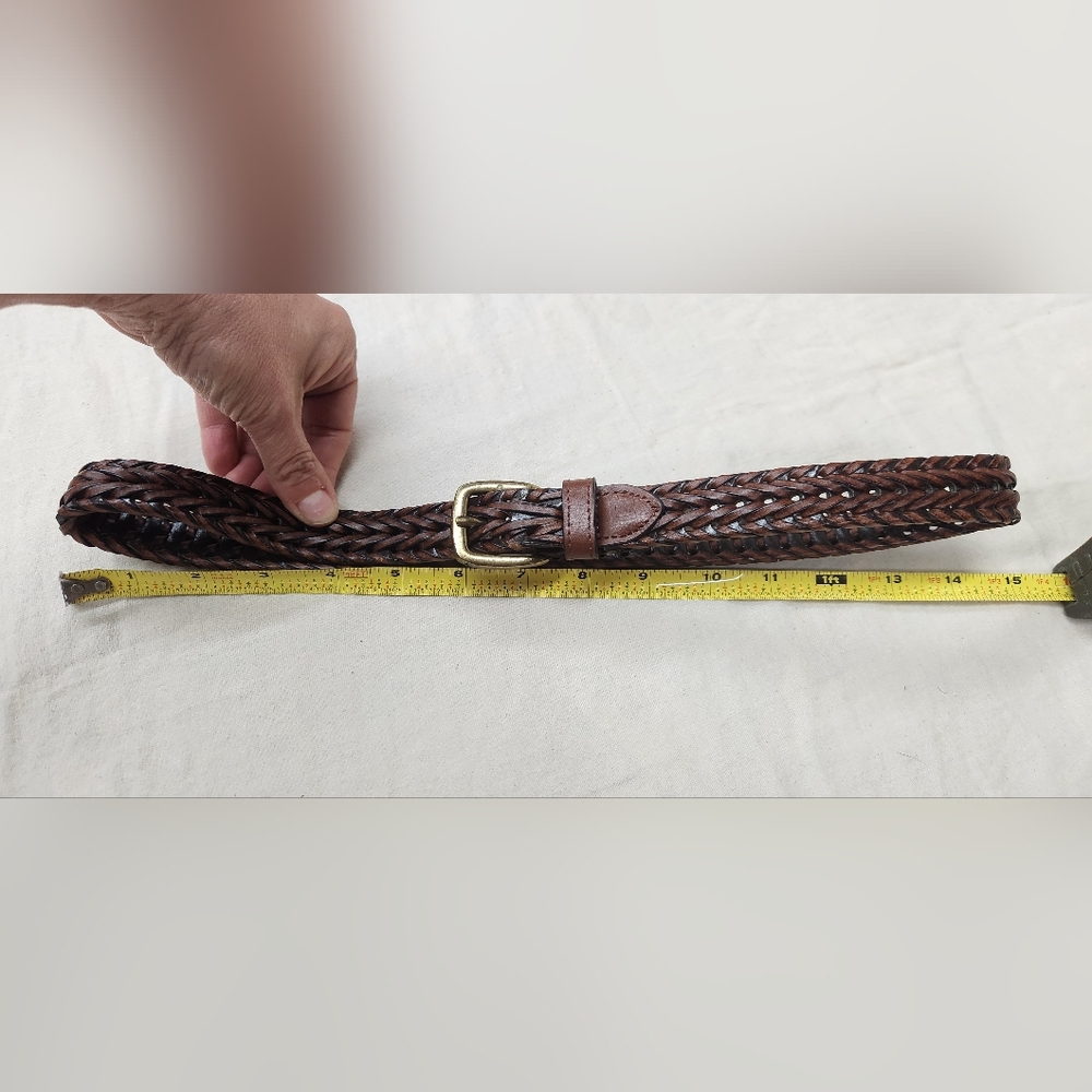 Kids Brown Braided  Belt And 3 Pc Tie Set - Picture 4 of 9